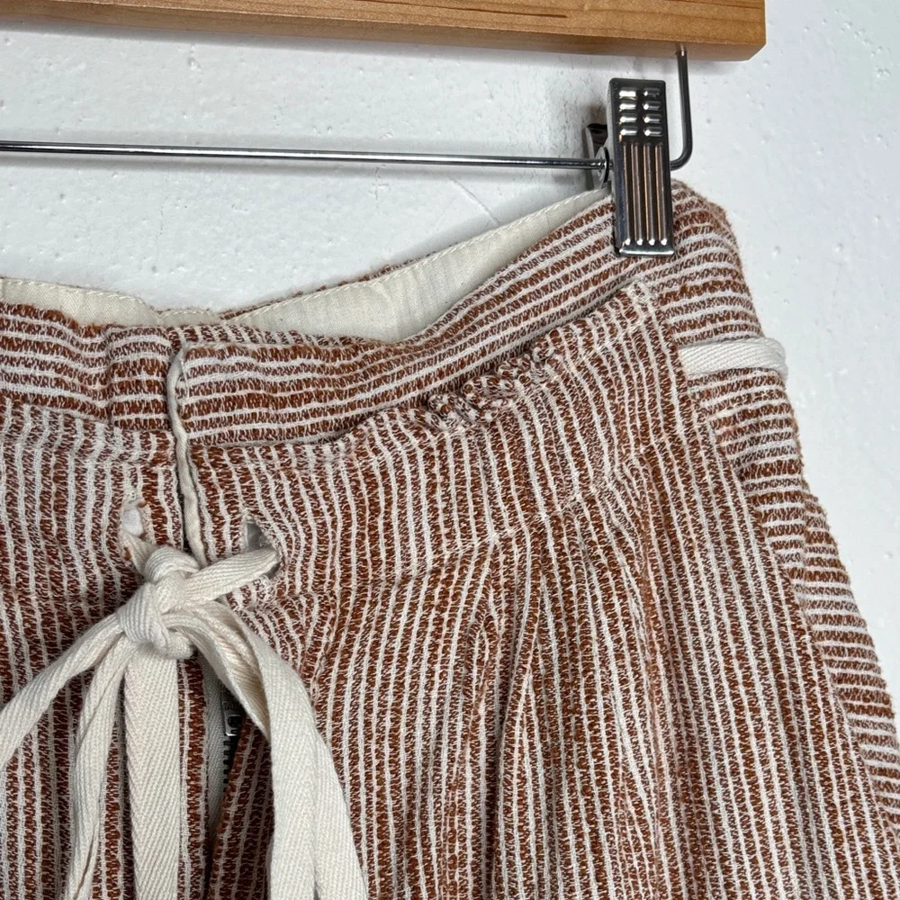 Free People Caraway Light at Sunrise Striped Crop Pants Brown Ivory Size 8 EUC